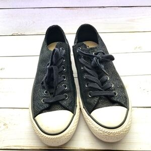 Converse Chuck Taylor All Star Black Glitter Sneakers White‎ Rubber Toe- Size 7